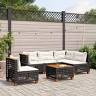 6-piece Lounge Set with Cushions Poly Rattan Black