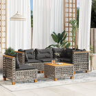 6-piece Lounge Set with Cushions Poly Rattan Grey