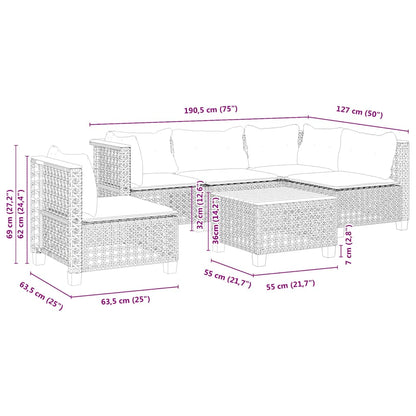 6-Delige Loungeset Met Kussens Poly Rattan Beige 1 gat weven