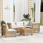 6-piece Lounge Set with cushions poly rattan beige