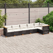 Loungeset 6-delig poly rattan zwart