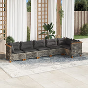 Loungeset 6-delig poly rattan grijs