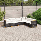 6-piece Lounge Set with Cushions Poly Rattan Black