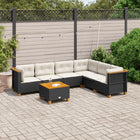 7-delige Loungeset met kussens poly rattan zwart