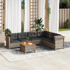 7-delige Loungeset met kussens poly rattan grijs