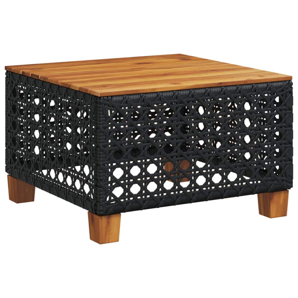 7-delige Loungeset met kussens poly rattan zwart