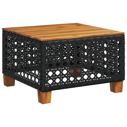 7-delige Loungeset met kussens poly rattan zwart