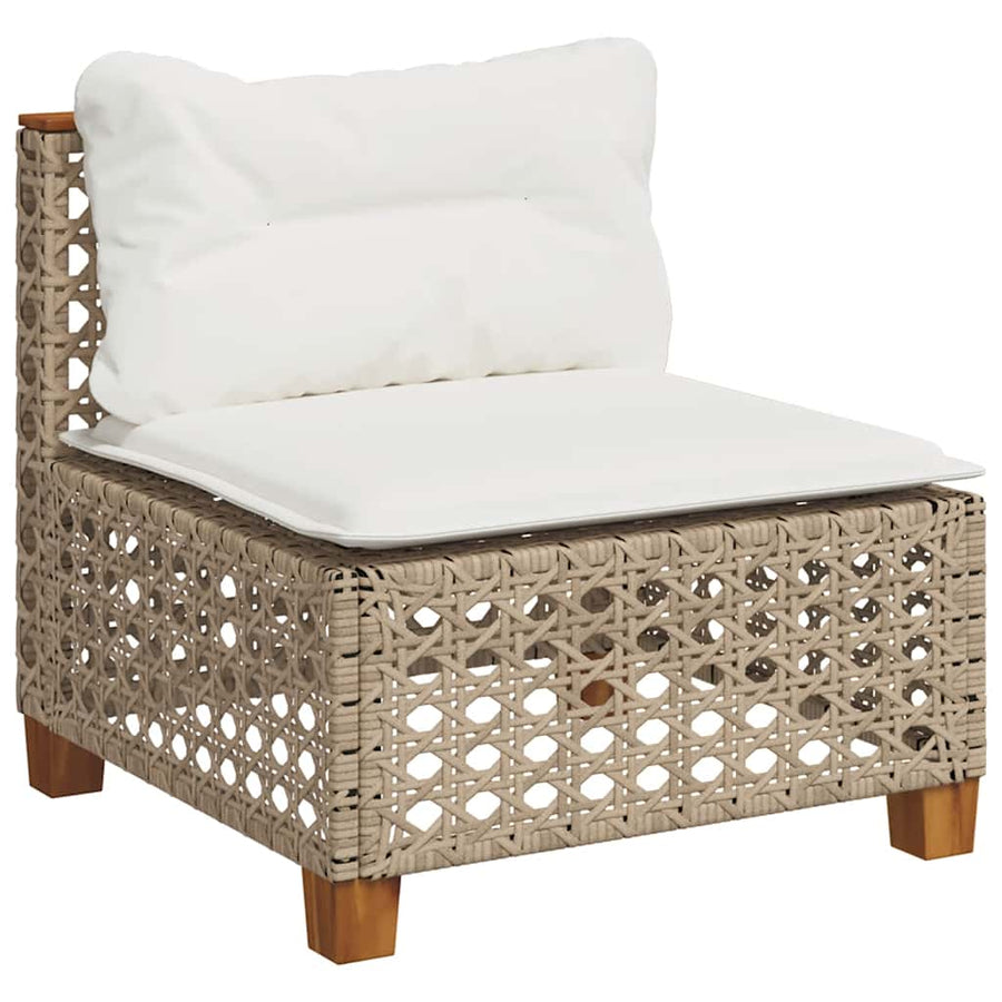 7-Delige Loungeset Met Kussens Poly Rattan Beige 1 gat weven