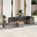 7-delige Loungeset met kussens poly rattan grijs