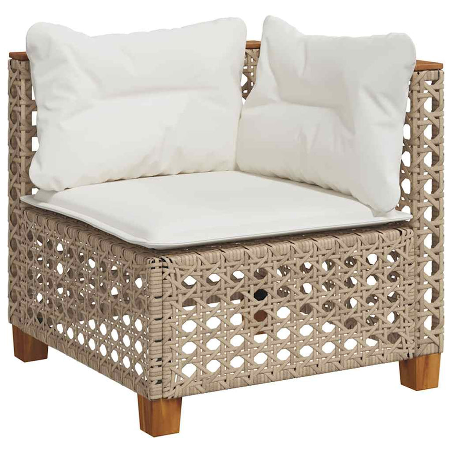7-Delige Loungeset Met Kussens Poly Rattan Beige 1 gat weven