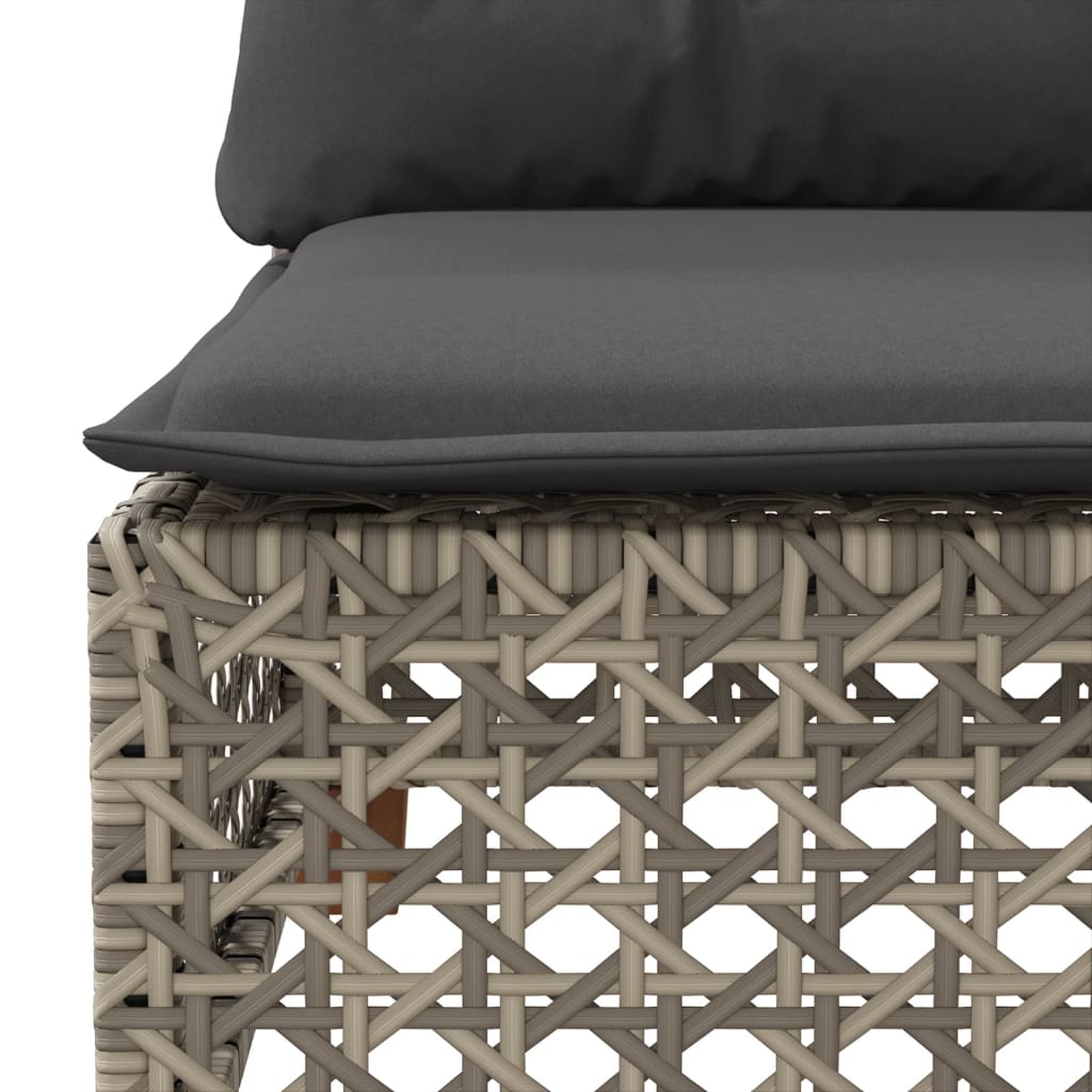 7-delige Loungeset met kussens poly rattan grijs