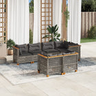 7-delige Loungeset met kussens poly rattan grijs