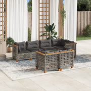 7-piece Lounge Set with Cushions poly rattan grey