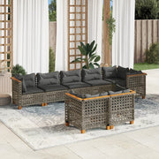Loungeset 8-delig poly rattan grijs
