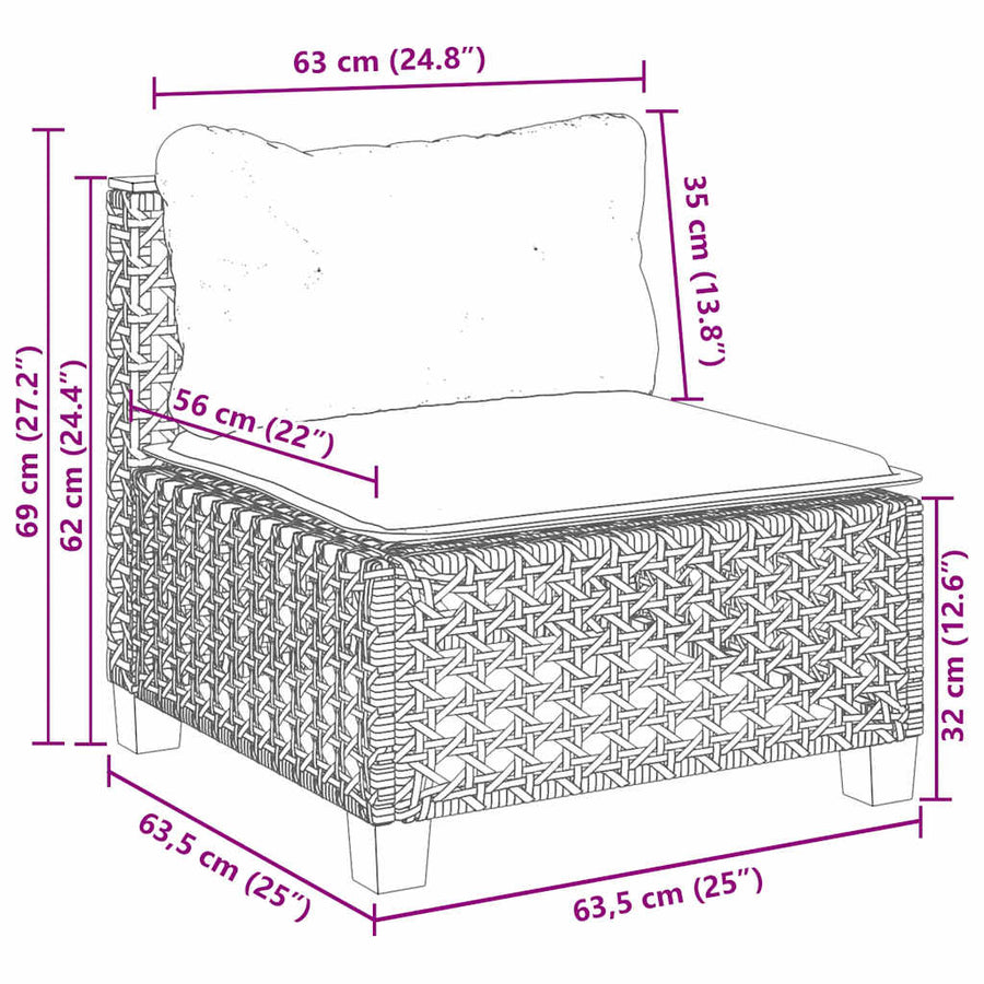 8-Delige Loungeset Met Kussens Poly Rattan Beige 1 gat weven