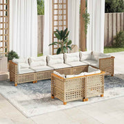 Loungeset poly rattan 8-delig beige