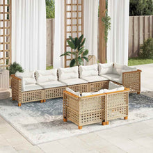 8-Delige Loungeset Met Kussens Poly Rattan Beige 1 gat weven