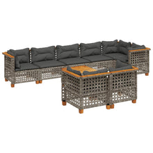 9-delige Loungeset met kussens poly rattan grijs