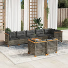 9-delige Loungeset met kussens poly rattan grijs