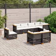 Loungeset poly rattan 8-delig zwart