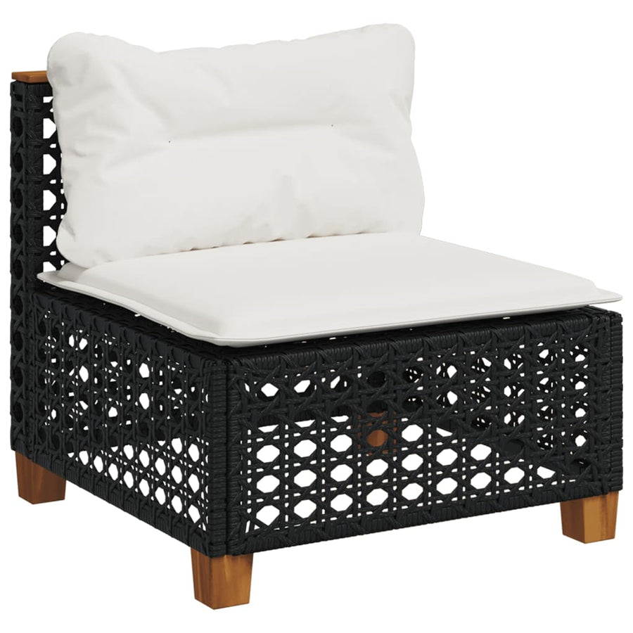 8-delige Loungeset met kussens poly rattan grijs