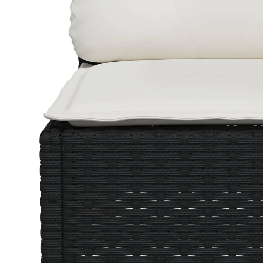 7-delige Loungeset met kussens poly rattan zwart