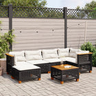 7-delige Loungeset met kussens poly rattan zwart