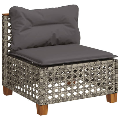 7-delige Loungeset met kussens poly rattan grijs