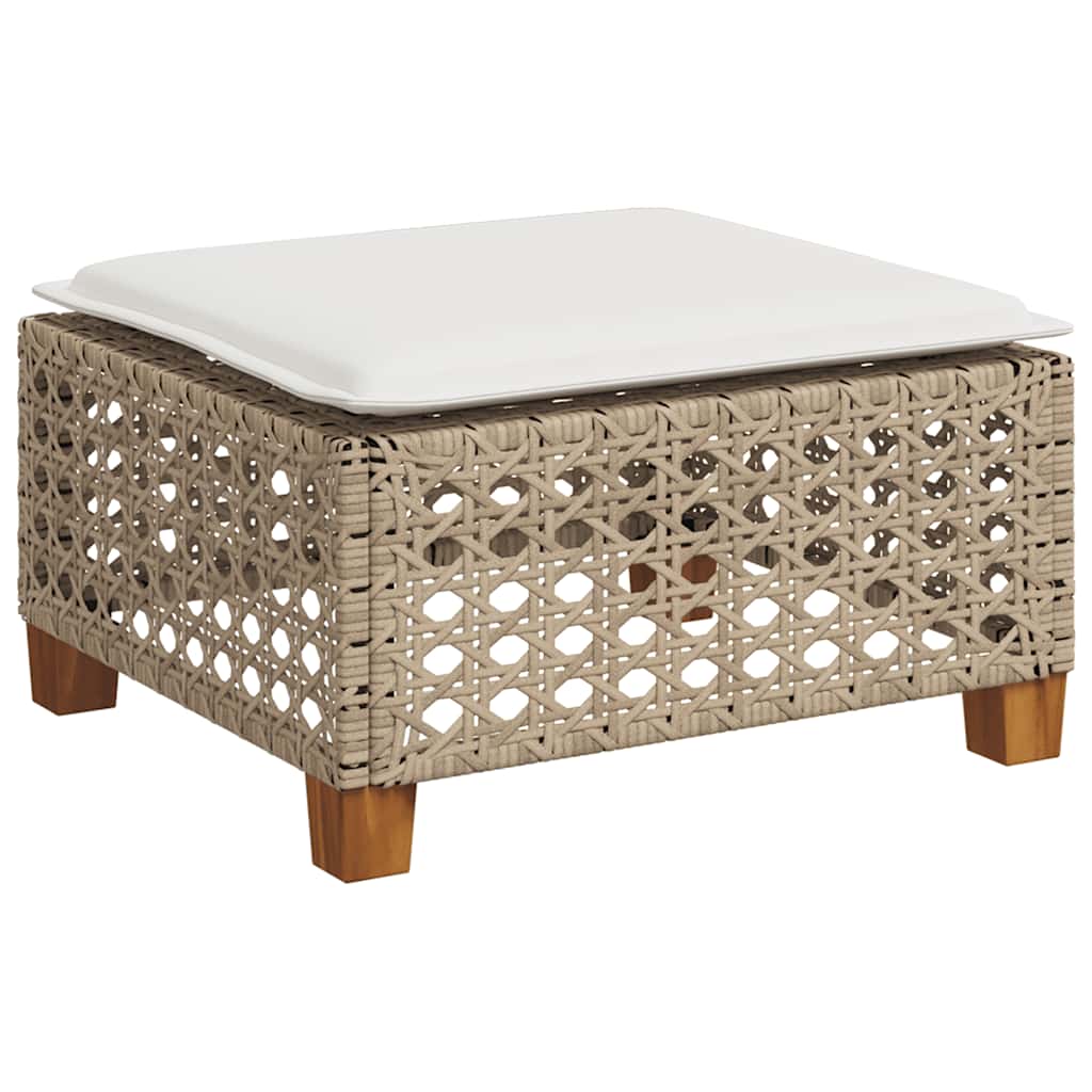 7-Delige Loungeset Met Kussens Poly Rattan Beige 1 gat weven