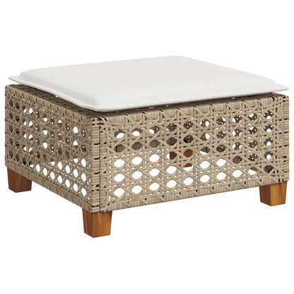 7-Delige Loungeset Met Kussens Poly Rattan Beige 1 gat weven