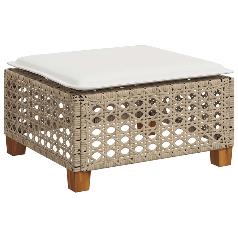 7-Delige Loungeset Met Kussens Poly Rattan Beige 1 gat weven
