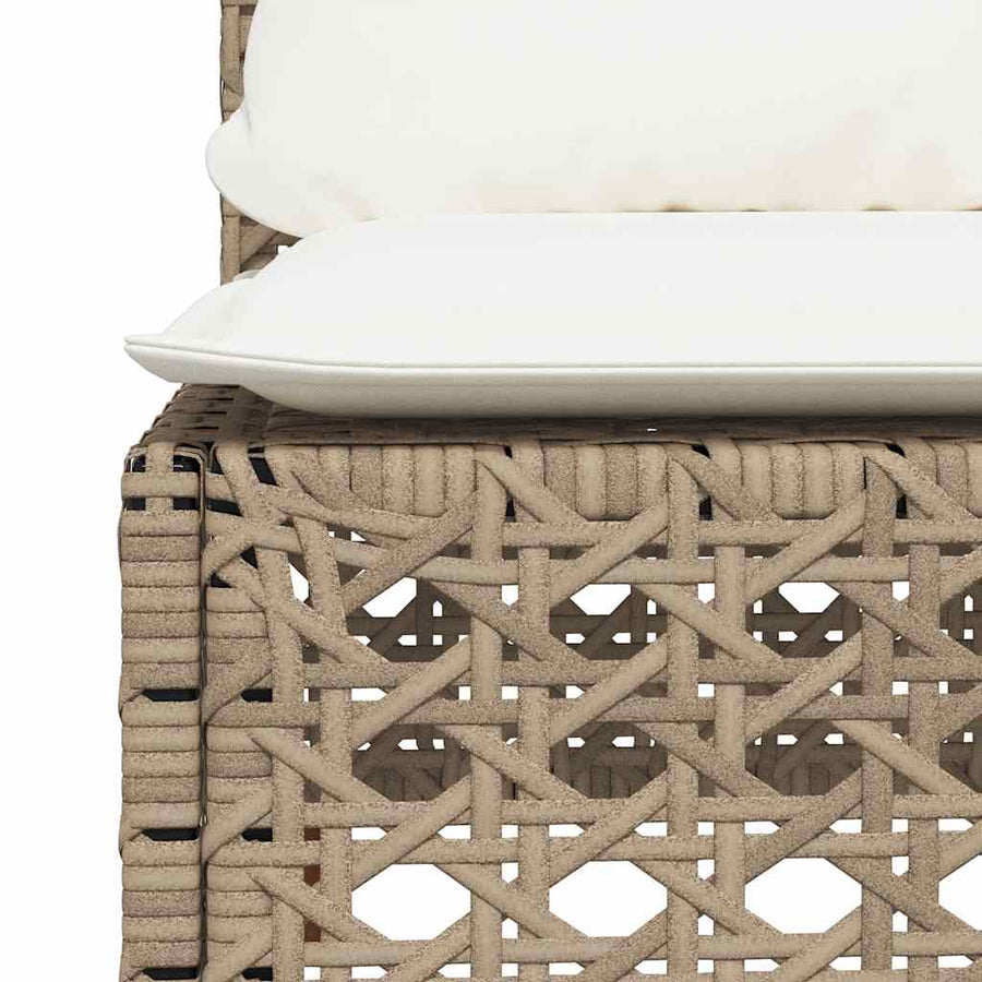7-Delige Loungeset Met Kussens Poly Rattan Beige 1 gat weven