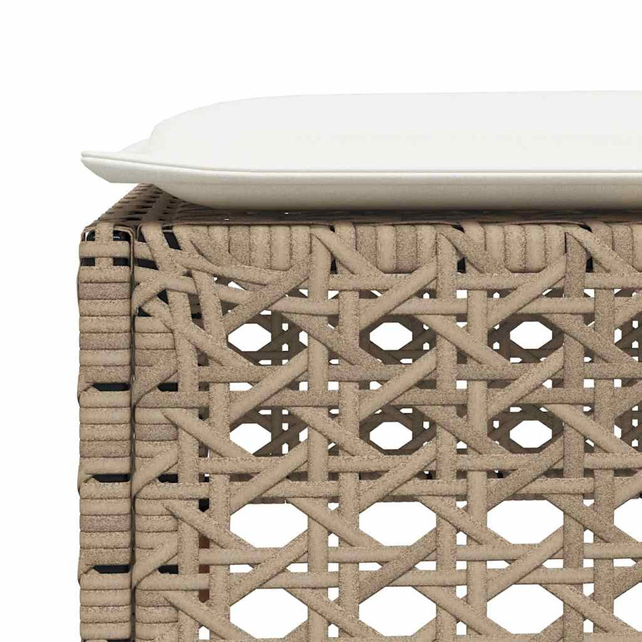 7-Delige Loungeset Met Kussens Poly Rattan Beige 1 gat weven