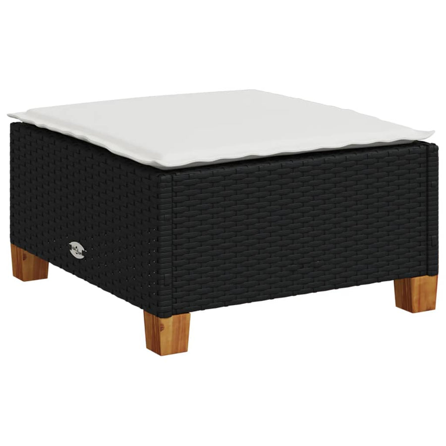 8-delige Loungeset met kussens poly rattan zwart