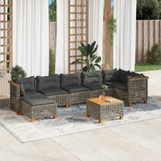 8-piece Lounge Set with Cushions Poly Rattan Grey