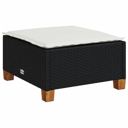 7-delige Loungeset met kussens poly rattan zwart