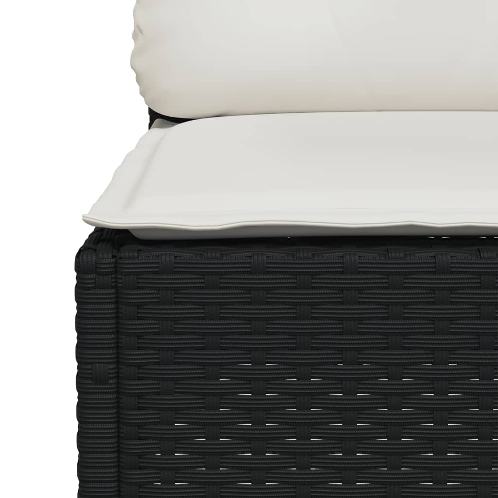 7-delige Loungeset met kussens poly rattan zwart