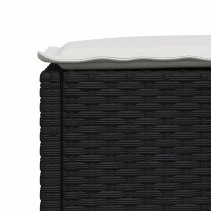7-delige Loungeset met kussens poly rattan zwart