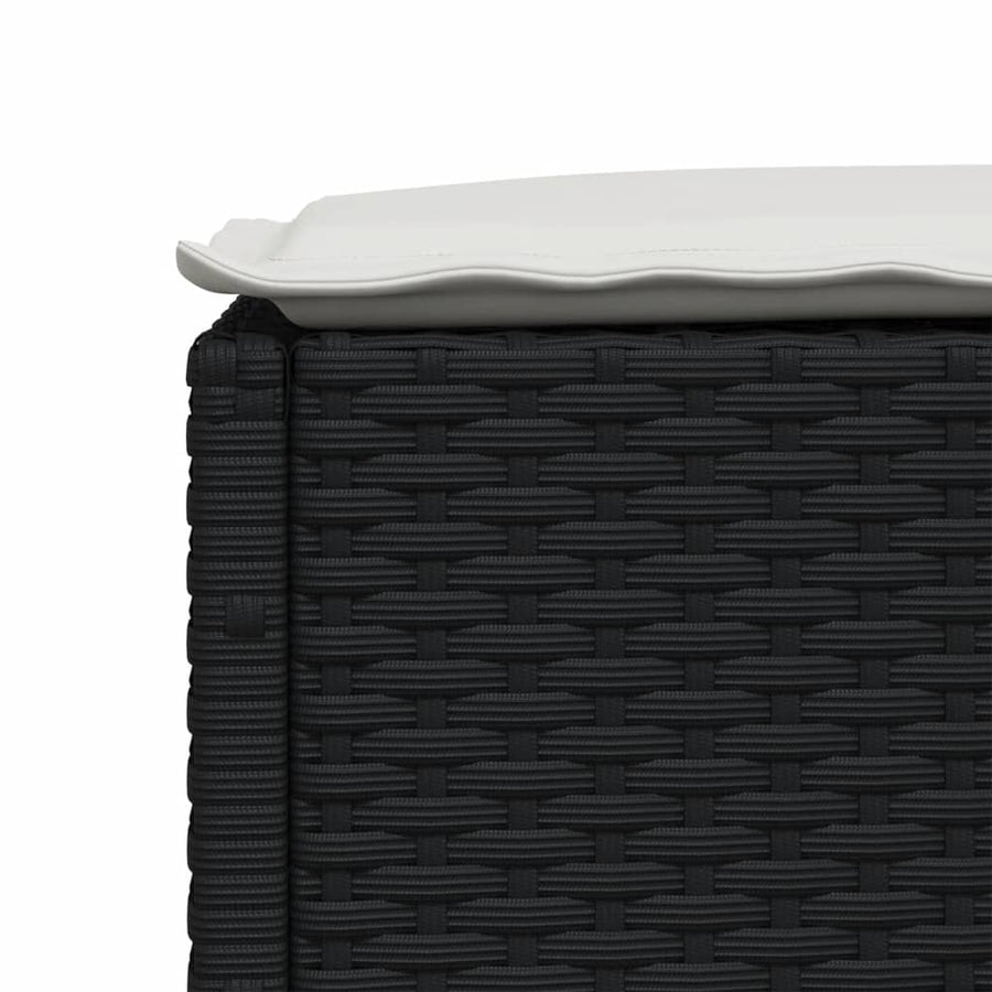 7-delige Loungeset met kussens poly rattan zwart