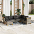 7-delige Loungeset met kussens poly rattan grijs