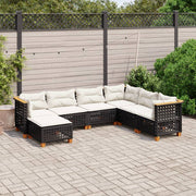 7-piece lounge set with cushions poly rattan black