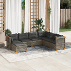 7-delige Loungeset met kussens poly rattan grijs