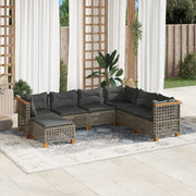 7-piece Lounge Set with Cushions poly rattan grey