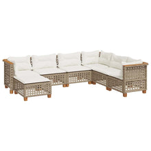 7-Delige Loungeset Met Kussens Poly Rattan Beige 1 gat weven