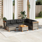 8-delige Loungeset met kussens poly rattan grijs