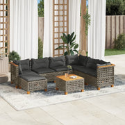 Loungeset 8-delig poly rattan grijs