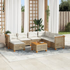8-piece Lounge Set with Cushions Poly Rattan Beige
