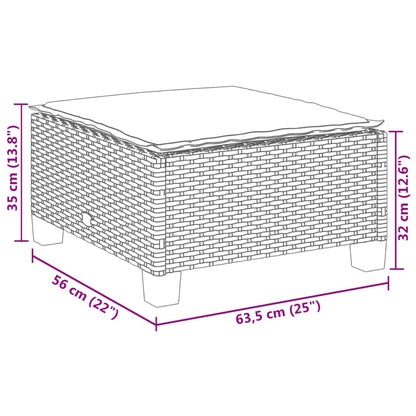 6-delige Loungeset met kussens poly rattan zwart