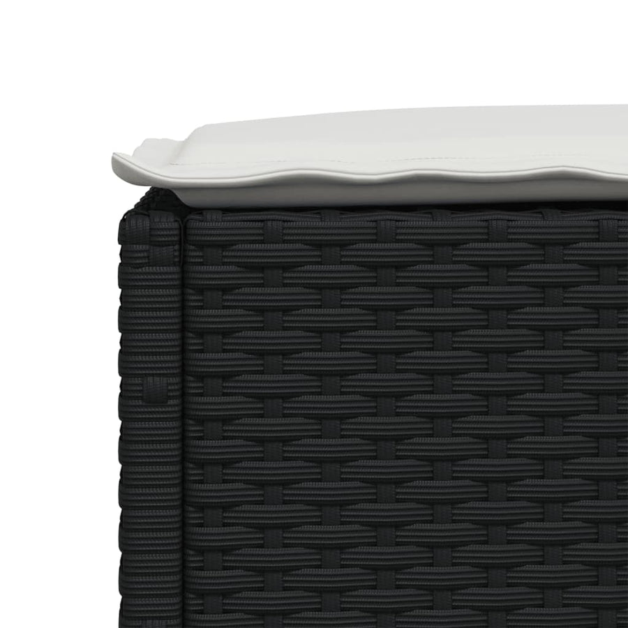 6-delige Loungeset met kussens poly rattan zwart