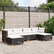 Loungeset 6-delig poly rattan zwart